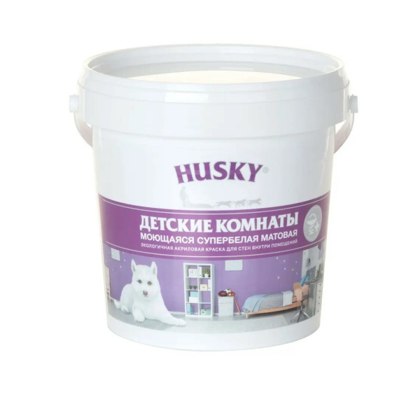 Краска ВД для детских комнат 0,9л база С Husky