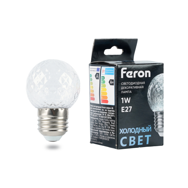 Лампа св/д G45  1Вт 6400К Е27 прозрачная д/гирлянды Белт Лайт Feron