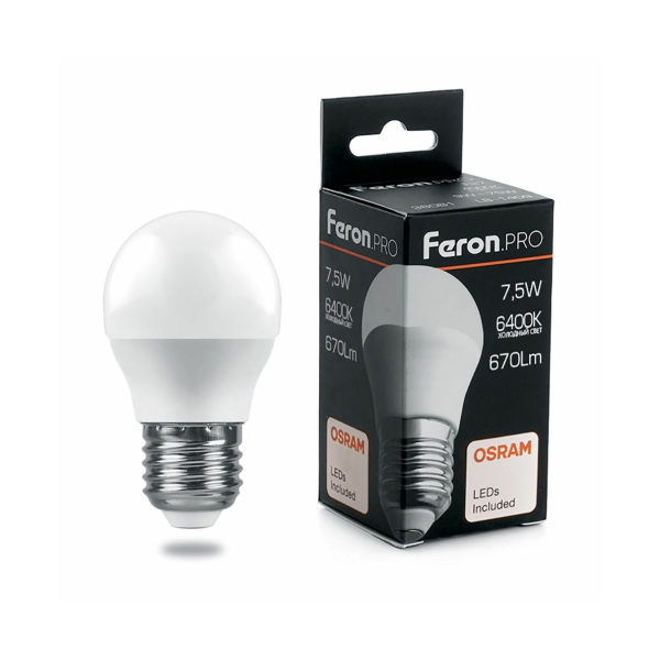 Лампа св/д G45  7,5Вт 6400К Е27 OSRAM Feron.PRO