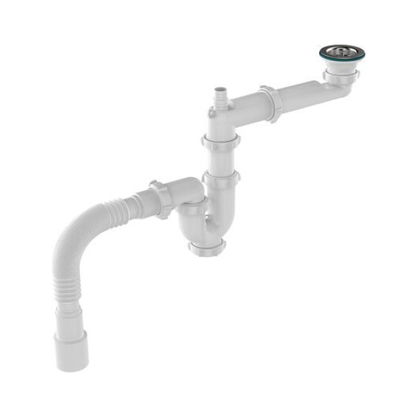 Сифон для мойки 1-1/2"*40мм со смещением с гофрой 40мм*40/50мм B0245-25-MR AQUANT