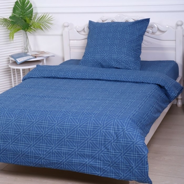 Комплект постельного белья 1,5сп бязь 1 наволочка темно-синий Квант Атра