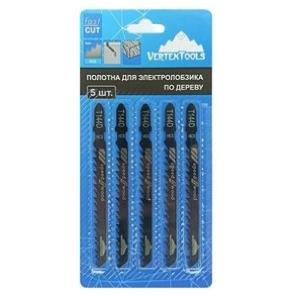 Полотно для электролобзика по дереву прямой рез T144D 5шт VERTEXTOOLS
