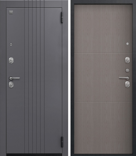 Дверь A-12 Чёрный муар Кашеми графит/Софт ясень грей 860*2050 L Центурион (2025)