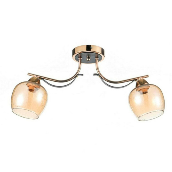 Люстра 2*60Вт Е27  стекло золото-черный 54*13*27см 9 м2 Baizheng