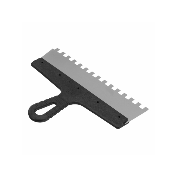 Шпатель 300мм зубчатый 10*10мм нержавеющая сталь пластмассовая ручка Сибртех