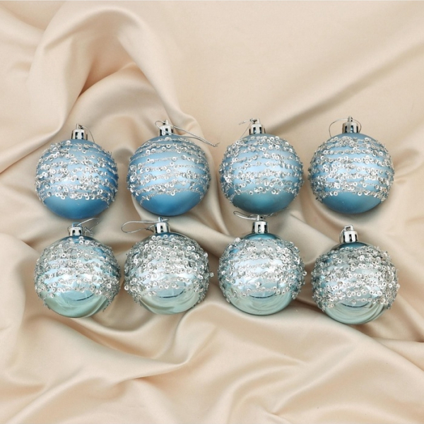 Набор пластиковых шаров d-6см 8шт Ночная вьюга