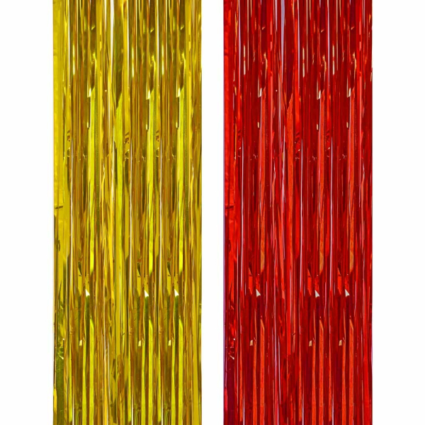 Дождик 15х100см, ПВХ,красный, золотой СНОУ БУМ