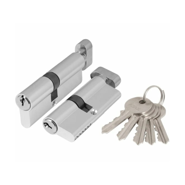 Цилиндровый механизм с вертушкой ЦМВ 80мм 35+10+35 никель матовый 5 ключей PUNTO