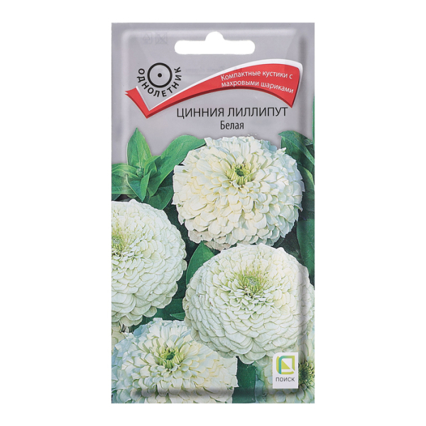 Цинния Лиллипут белая 0,4гр ПОИСК