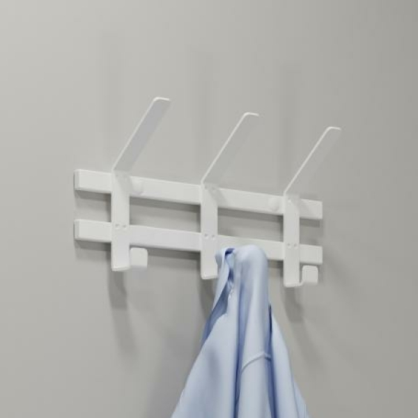 Вешалка металлическая настенная  34*8,5*16,8 см 3 двойных крючков белый Торонто 3 ЗМИ