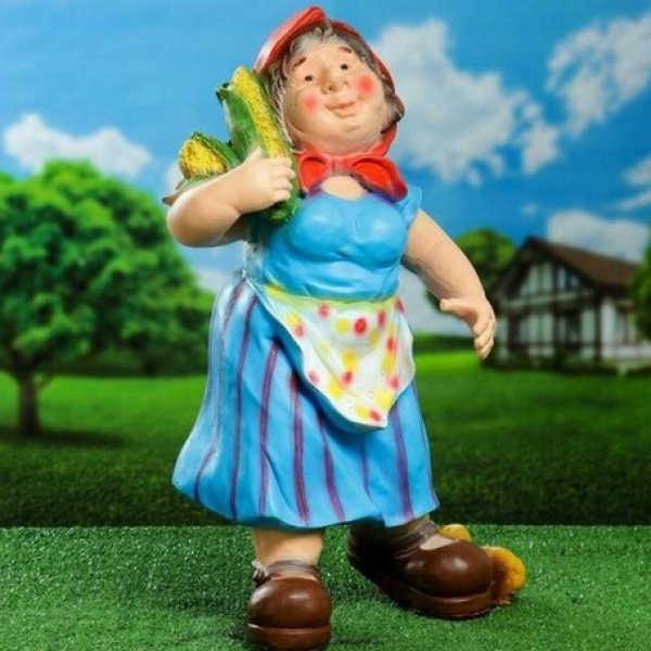 Садовая фигура Дачница в платье 55*25*30см