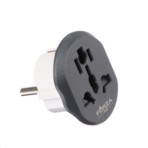 FORZA Адаптер-переходник, евро, 10А, 2500Вт, 110-240В, серый