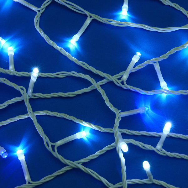Гирлянда эл. вьюн 20м 180LED белый/синий мерцание ПВХ белый коннектор 220В