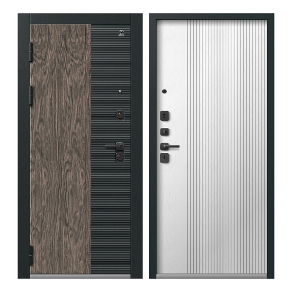 Дверь C-110 (2026) 860х2050мм П черный муар+орех мокко+чёрный кварц - кашемир белый