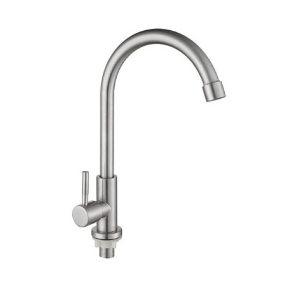 Кран для одной воды однорычажный высокий излив нерж.сталь G100311 Steel Gota Rocio