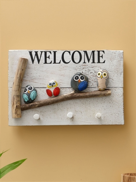 Ключница-вешалка «WELCOME» дерево албезия 31*6,5*21см