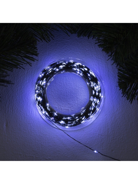 Гирлянда «Нить» 50 м роса, IP44, зелёная нить, 500 LED, свечение белое, 8 режимов, 31 В