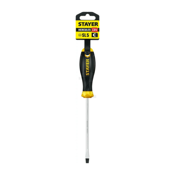 Отвертка SL5*150мм CrV двухкомпонентная рукоятка STAYER Hercules