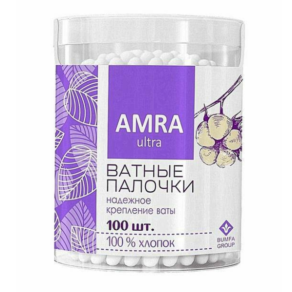 Ватные палочки AMRA 100шт цилиндр