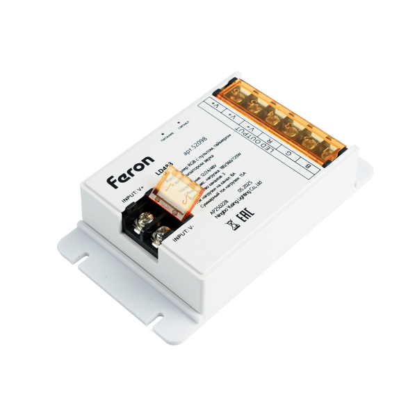 Контроллер диммер 8А 12-48В для св/д ленты с пультом, таймер, звук черный LD483 Feron