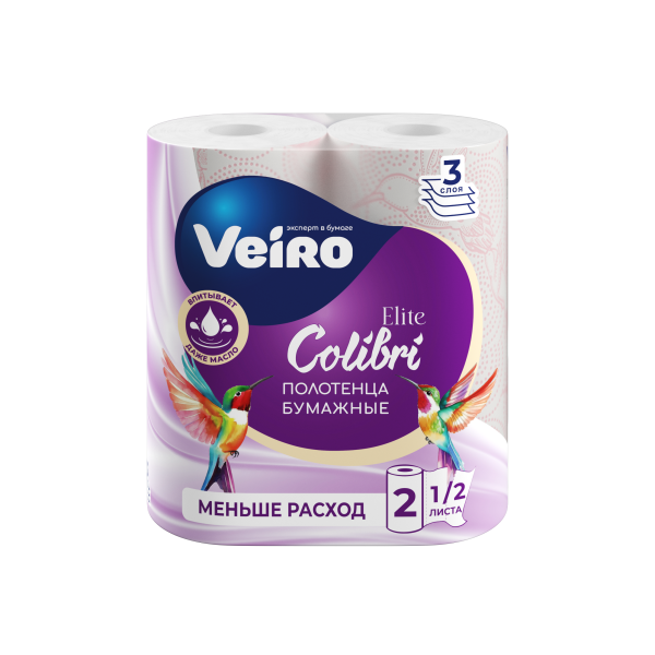 Полотенце бумажное Veiro Elite Colibri 3сл 2рул
