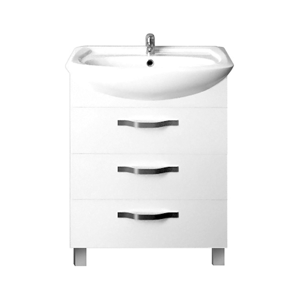 Тумба напольная Вита 65Н 3 ящика белый глянец (под умывальник Балтика 65) 1MARKA