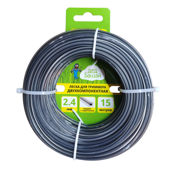 Леска для триммера 3,0мм квадрат с сердечником 15м Дед Банзай
