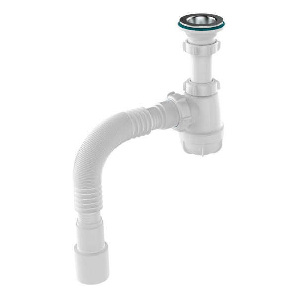 Сифон для мойки 1-1/4"*40мм нерж.выпуск с гофрой 40мм*40/50мм S1015-35-MR AQUANT