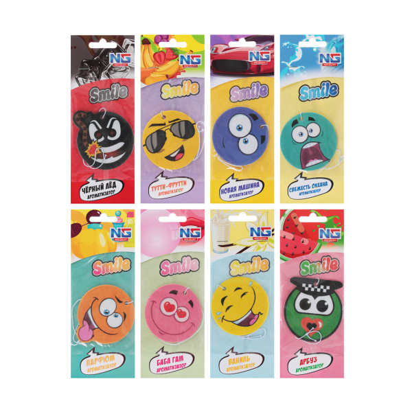 NEW GALAXY Ароматизатор бумажный "Смайл", 5 гр., Бабл Гам, дизайн GC