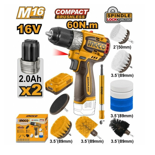 Шуруповерт акк 16В 60Нм 2А*ч  оснастка COSLI240786 INGCO