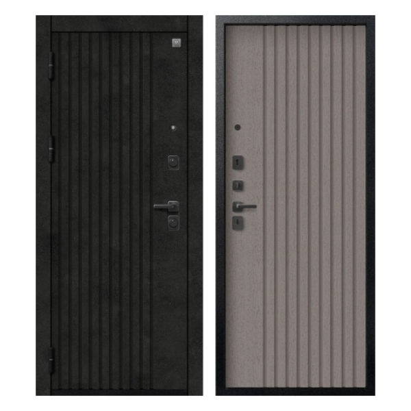 Дверь V-15 Черный Муар+Бетон Темный/ Софт ясень грей 860*2050 Л Центурион 2026