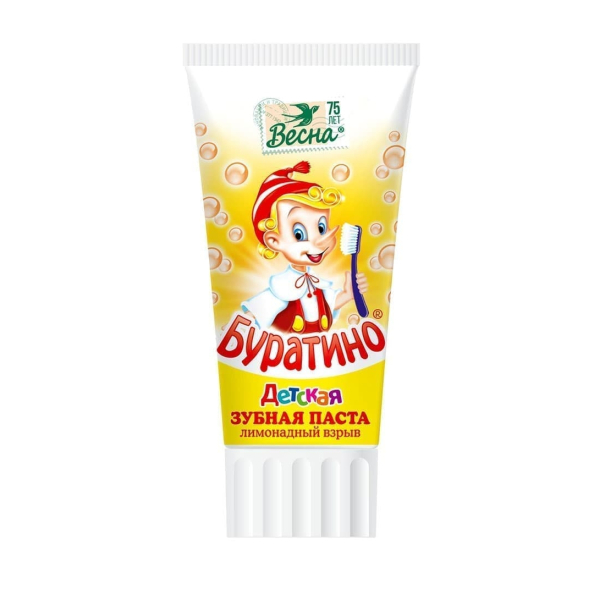 Зубная паста "Буратино" лимонадный взрыв с колпачком "Stand-Up", 75гр
