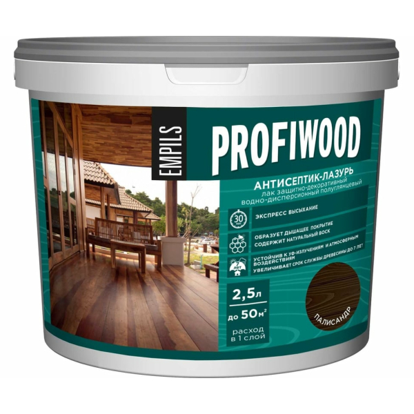 Антисептик-лазурь полиакриловый 2.5л палисандр Profiwood