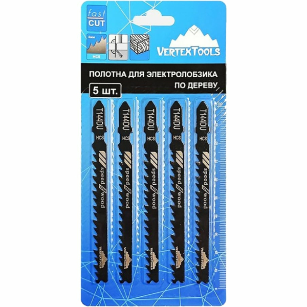 Полотно для электролобзика по дереву быстрый рез T144DU 5шт VERTEXTOOLS