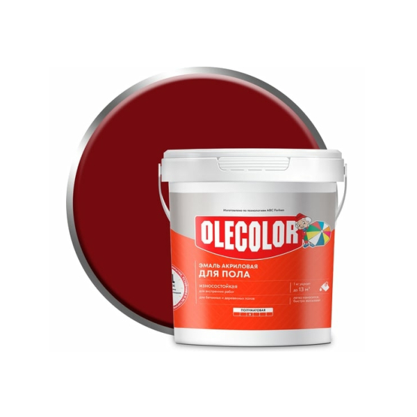 Эмаль акриловая для пола красно-коричневая 2,5кг Olecolor