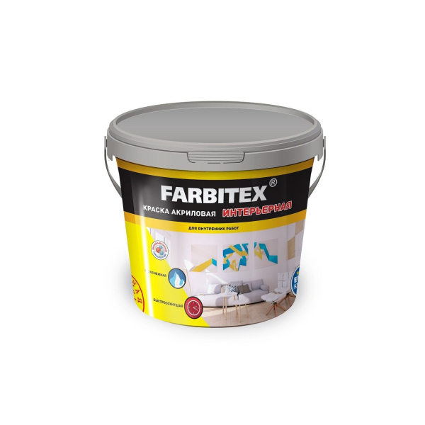 Краска ВД интерьерная 3кг Farbitex