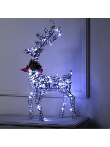 Светодиодная фигура «Олень серебристый», 35×60×10 см, металл, 220 В, свечение белое