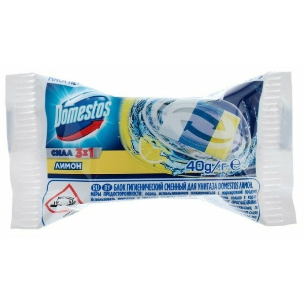 Сменный блок Domestos "Лимон", сила 3 в 1 , 40 гр