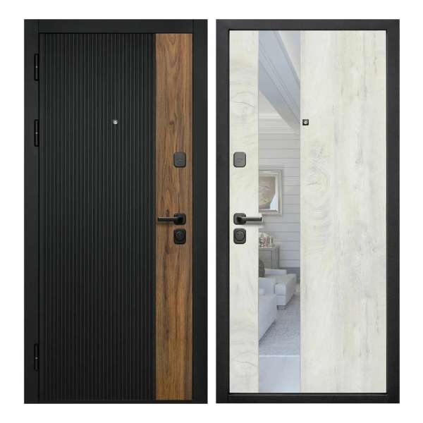 Дверь Кантри Лиственница камчатская Зеркало 860*2050 Л Сибирский стандарт