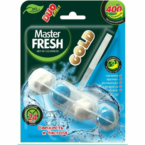 Подвесной блок д/унитаза 1шт GOLD DUO EFFECT 5в1 МОРСКОЙ Master FRESH