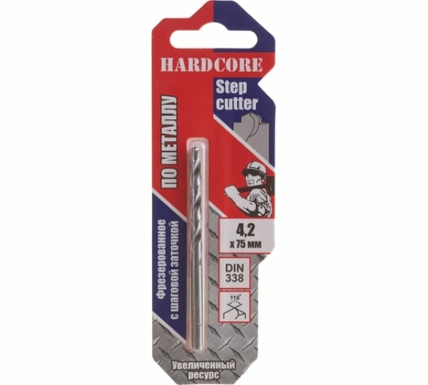 Сверло по металлу 4,2мм Hardcore Step Cutter