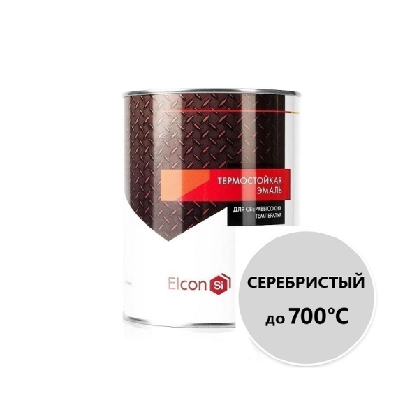 Эмаль термостойкая серебристая до 700град.С 0,8кг Elcon