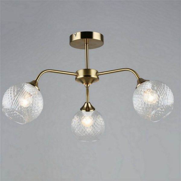 Люстра 3*60Вт Е27  плафон стекло бронза  61*32 см 12м2 Baizheng