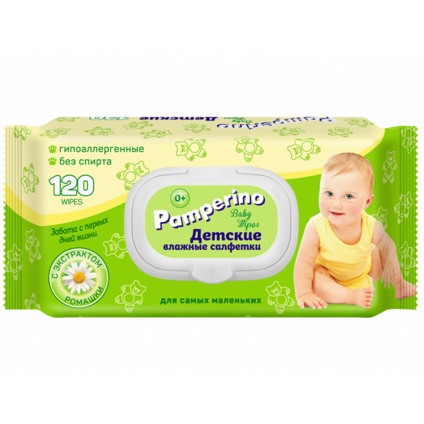 Влажные салфетки Pamperino №120 детские с клапаном