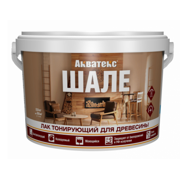 Лак акриловый тонированный  2,5кг бесцветный Акватекс Шале