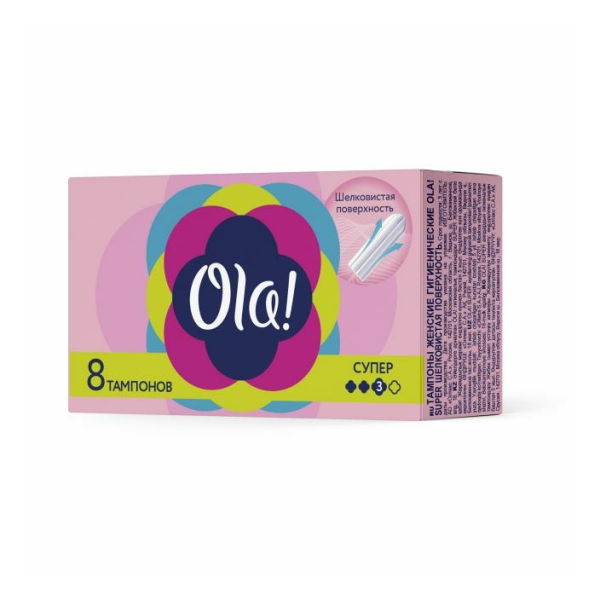 Тампоны ОЛА! Супер Плюс 8шт НОВЫЙ ДИЗАЙН*18