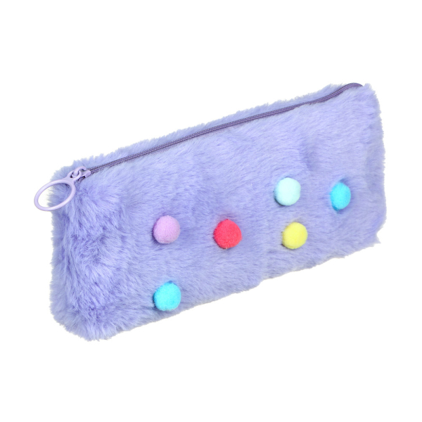 Пенал мягкий прямоугольный, 21х9х4,5см, искусственный мех, декор "Пуговки", 2 дизайна, ПВХ бокс