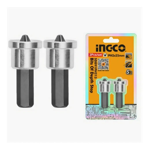 Бита PH 2*25мм 2шт с ограничителем SDB91PH213 INGCO