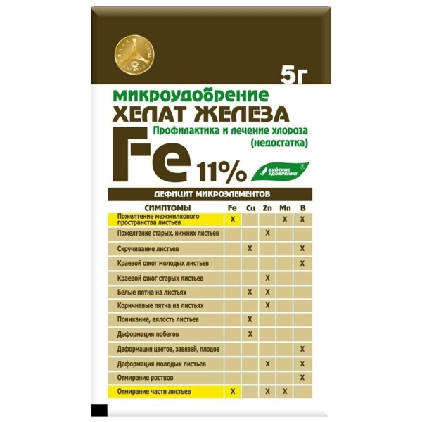 Подкормка Хелат железа 5гр БХЗ