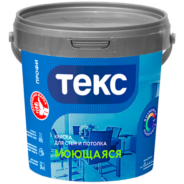 Краска ВД моющаяся 1,3кг база А Профи Текс